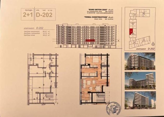 Tirane, shitet apartament 2+1+BLK Kati 2, 99 m² 109.142 Euro (Don Bosko)