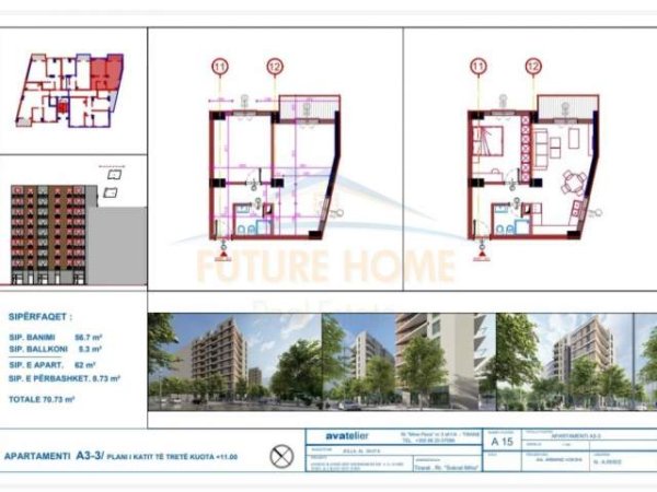 Tirane, shitet apartament 1+1+BLK Kati 3, 71 m² 88.000 Euro (Unaza E Re)