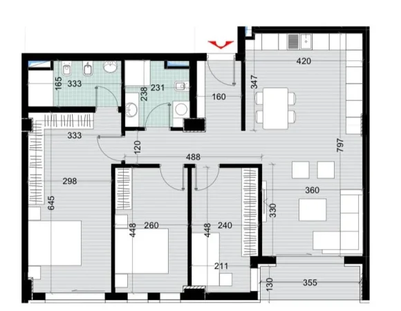 Tirane, shitet apartament 3+1+Ballkon Kati 3, 134 m² 133.200 € (Paskuqan)
