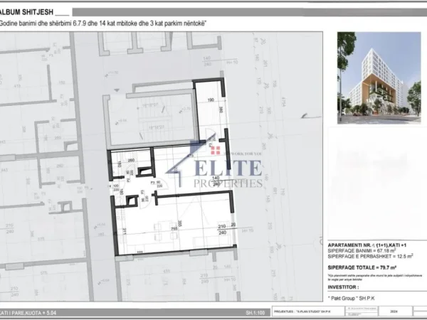 Tirane, shitet apartament 1+1+Ballkon Kati 1, 80 m² 119.550 € (San Paolo Residence)