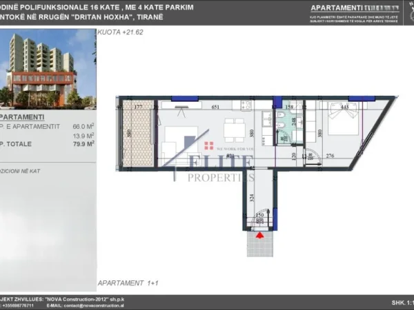 Tirane, shitet apartament 1+1 Kati 3, 127.840 € (Colonnade Residence)