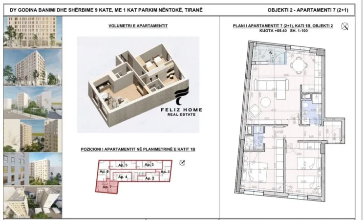 Tirane, shitet apartament 2+1 Kati 3, 99 m² 128.000 € (ASTIR)
