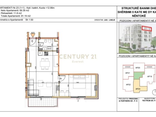 Tirane, shitet apartament 1+1 Kati 4, 81 m² 162.380 € (Rruga &quot;Hamdi Garunja&quot; Tirana, Albania)