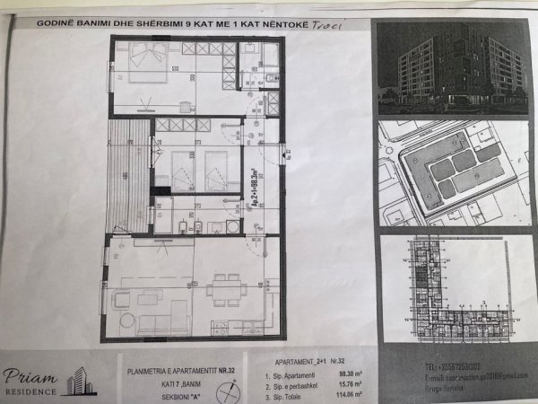 Tirane, shitet apartament 2+1 , 
