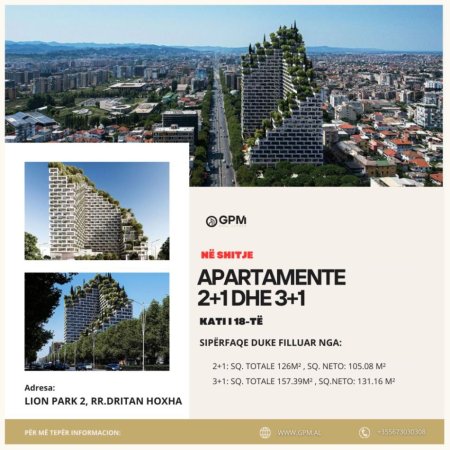 Tirane, shitet apartament 2+1 Kati 18, 126 m² (Dritan Hoxha)