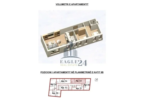 Tirane, shitet apartament 2+1 Kati 8, 90 m² 135.000 € (ASTIR)