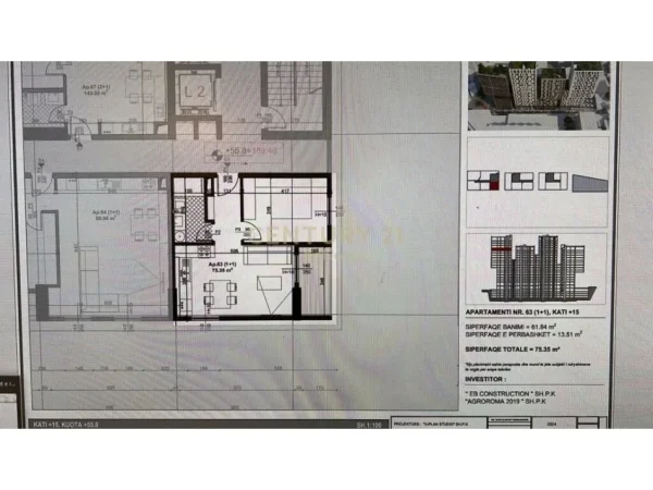 Tirane, shitet apartament 1+1 Kati 15, 75 m² 175.000 € (Muhamed Gjollesha)