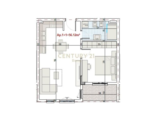 Tirane, shes apartament 1+1+Ballkon Kati 6, 65 m² 64.820 € (Paskuqan)