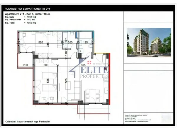 Tirane, shitet apartament 2+1+Ballkon Kati 5, 126 m² 189.300 € (Viva Residence)