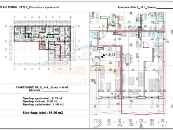 Tirane, shitet apartament 1+1+A+BLK Kati 5, 86 m² 116.000 Euro (Rruga e Dibres) PARK28113