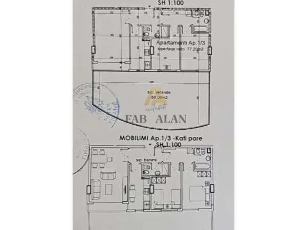 Tirane, shitet apartament 2+1+2, Kati 8, 77 m²+68.09 m² verande, 145.000 € (Astir, Spari supermaket)