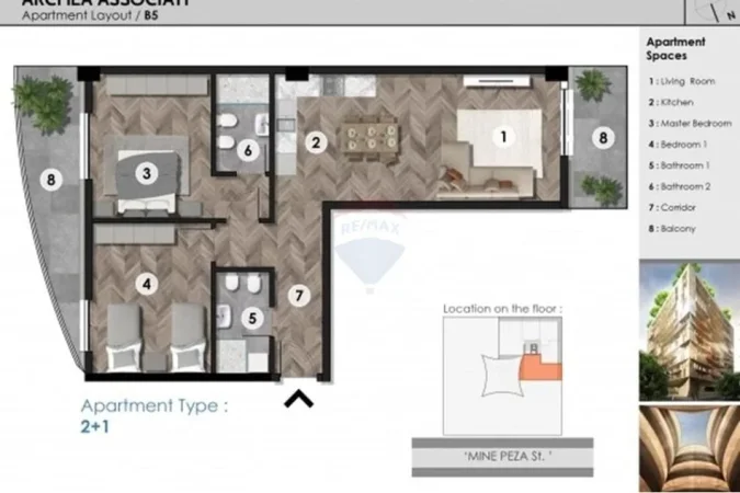 Tirane, shitet apartament 2+1+Ballkon Kati 1, 122 m² 244.200 € 