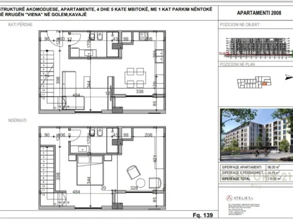 Golem, shitet apartament duplex Dublex Kati 0, 110 m² 99.700 € (golem)