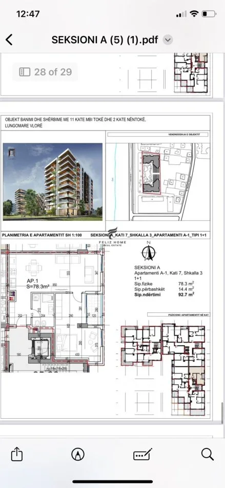 Vlore, shitet apartament 1+1+Ballkon Kati 7, 92 m² 340.200 € (VLORE)