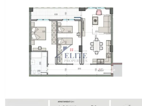 Tirane, shitet apartament 2+1+Ballkon Kati 8, 104 m² 78.000 € (Kamez)