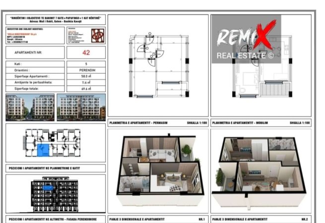 Mali Robit, shitet apartament 1+1+Aneks+Ballkon Kati 5, 70 m² 84.000 € 