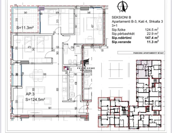 Vlore, shitet apartament 3+1+Aneks+Ballkon Kati 4, 147 m² 515.900 € (VLORE)