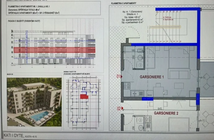 Durres, shitet apartament 1+1 Kati 2, 49 m² 49.000 € (Mali Robit)