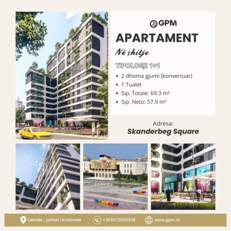 Tirane, shitet apartament 1+1 Kati 9, 69 m² (Qender)