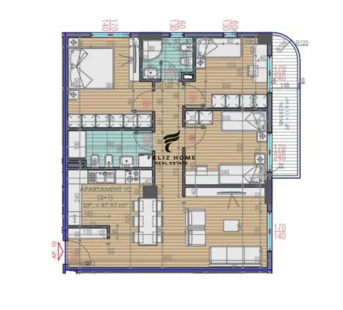 Tirane, shitet apartament 3+1+Ballkon Kati 3, 112 m² 192.000 € (ASTIR)