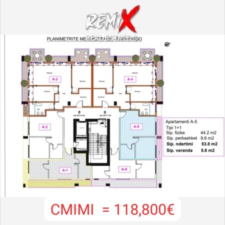 Mali Robit, shitet apartament 1+1+Aneks+Ballkon Kati 6, 60 m² 118.800 € 