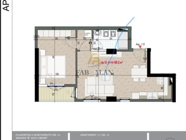 Tirane, shitet apartament 1+1 Kati 4, 66 m² 66.300 € (Univers City, QTU)