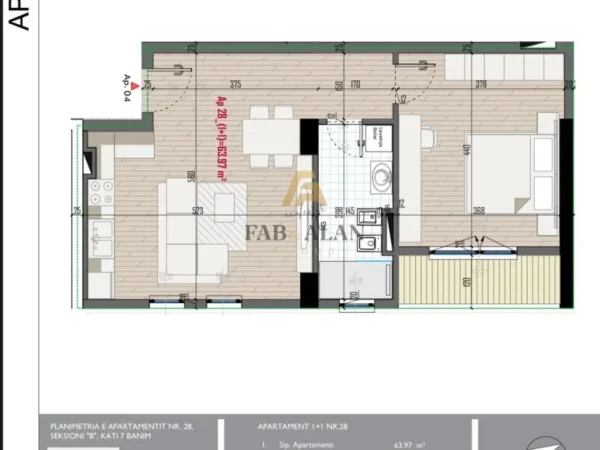 Tirane, shitet apartament 1+1 Kati 5, 75 m² 75.300 € (Univers City, QTU)
