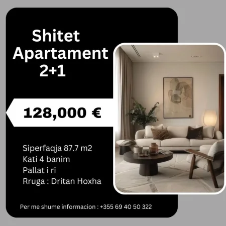 Tirane, shitet apartament 2+1 Kati 4, 88 m² 128.000 € (Dritan Hoxha, Laprake)