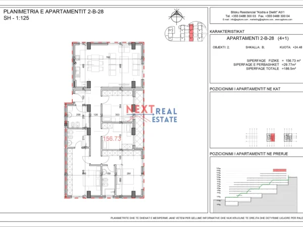 Tirane, shitet apartament 4+1+Aneks+Ballkon Kati 4, 186 m² 300.000 € (KODRA E DIELLIT 3)