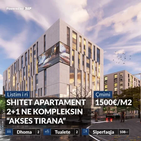 Tirane, shitet apartament 2+1+Aneks+Ballkon , 108 m² 162.000 € (AKSES TIRANA)