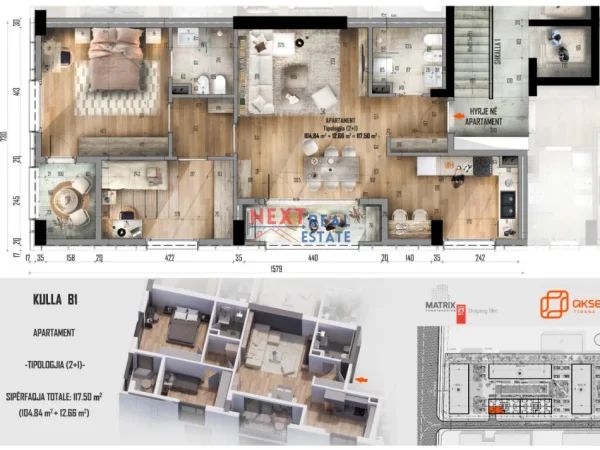 Tirane, shitet apartament 2+1+Aneks+Ballkon , 117 m² 176.250 € (AKSES TIRANA)