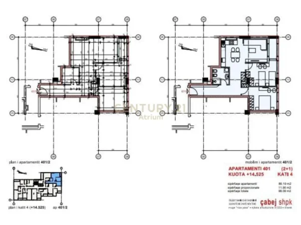 Tirane, shes apartament 2+1+Aneks+Ballkon Kati 5, 98 m² 245.225 € (PAZARI I RI)