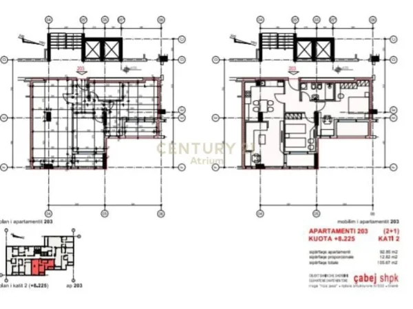 Tirane, shes apartament 2+1+Aneks+Ballkon Kati 5, 106 m² 264.175 € (PAZARI I RI)