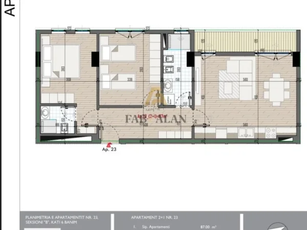 Tirane, shitet apartament 2+1+2 Kati 6, 102 m² 98.300 € (Univers City QTU)