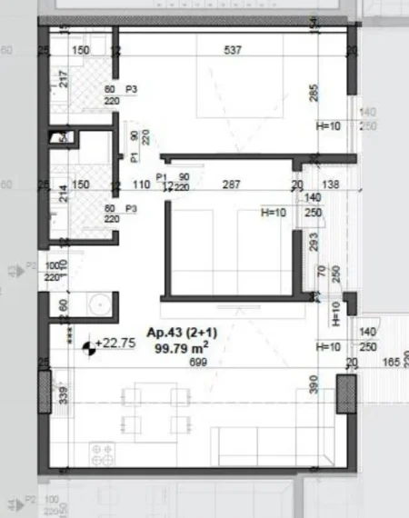 Tirane, shitet apartament 2+1 Kati 6, 100 m² 135.000 € (Fusha e Aviacionit)