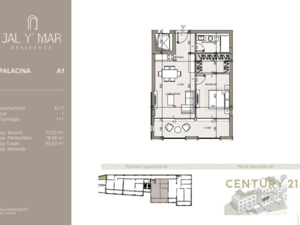Vlore, shes apartament 1+1+Ballkon Kati 2, 96 m² 345.500 € (Plazhi i Jales)