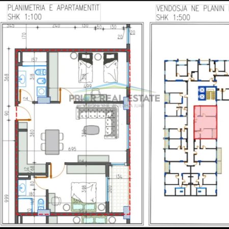 Tirane, shes apartament 2+1 Kati 6, 90 m² 103.500 € (Paskuqan)