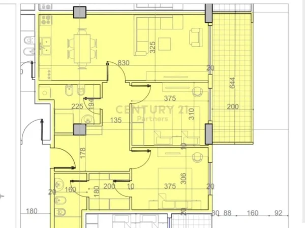 Tirane, shes apartament 2+1+Aneks+Ballkon Kati 2, 109 m² 114.590 € (PASKUQAN)