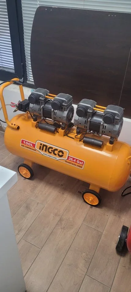 Tirane, shes INGCO, Kompresor monofaze me 2 motora silencioz pa vaj 100 Lt 300 €