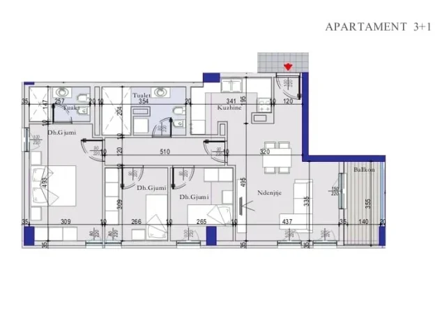 Tirane, shitet apartament 3+1+Ballkon Kati 7, 116 m² 139.200 € (Tirana Entery 2)