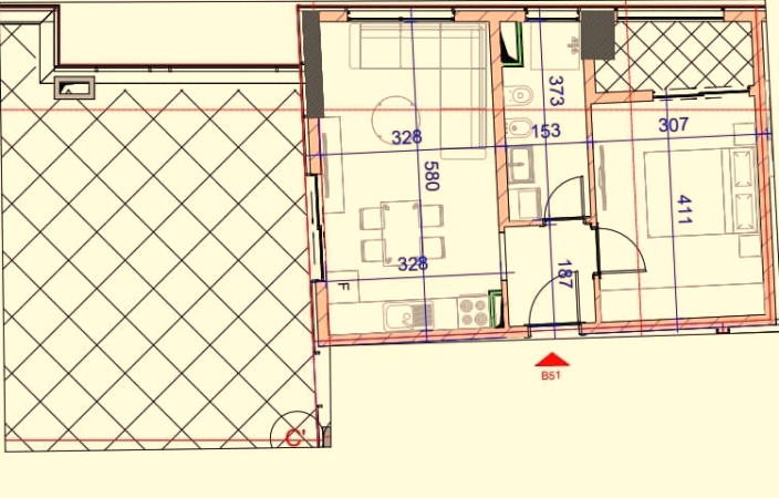Tirane, shes apartament 1+1+Ballkon Kati 5, 62 m² 145.900 € (Rezidenca Jordan)