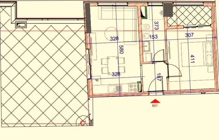 Tirane, shes apartament 1+1+Ballkon Kati 5, 62 m² 181.000 € (Rezidenca Jordan)