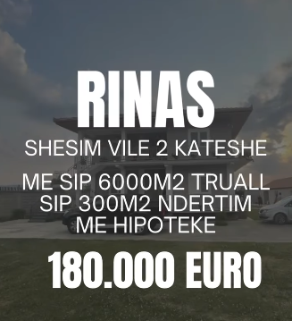 Tirane, shitet apartament 3+1 , 300 m² 180.000 € (Rinas)