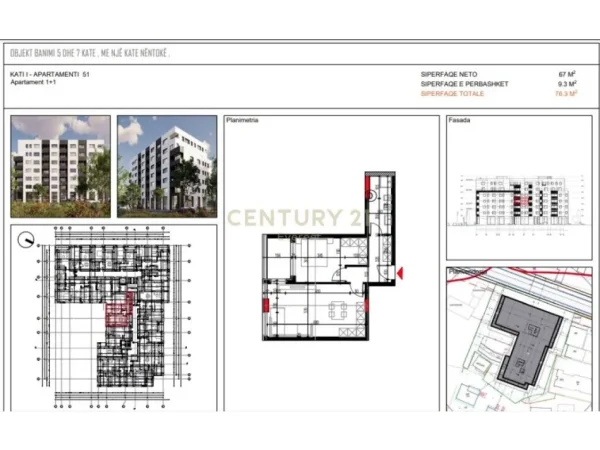 Tirane, shes apartament 1+1 Kati 3, 76 m² 78.000 € (Paskuqan)