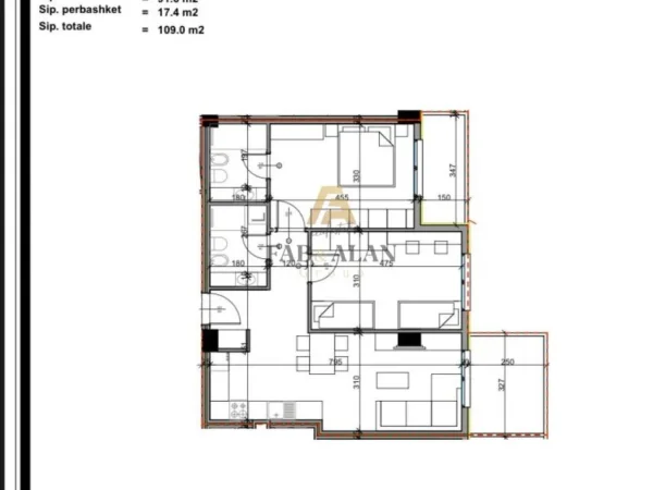Tirane, shitet apartament 2+1+2 Kati 1, 109 m² 114.500 € (Paskuqan)