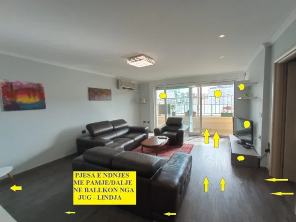 Tirane, Shitet Apartament cilësor & bollshëm, 2+1 me 2-banjo, ballkon, kati 7, fundit, pallat ri 9 kat, sip.120m, Cmim 320'000€, në rr. Sulejman Delvina, 30m nga Sheshi Willson e Stadiumi Selman Stërmasi / Dinamo