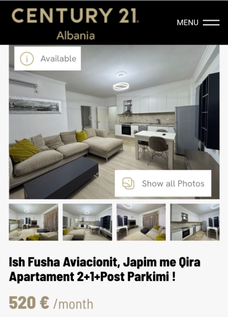 Tirane, jepet me qera apartament 2+1 Kati 8, 80 m² 580 € (Ish Parku)