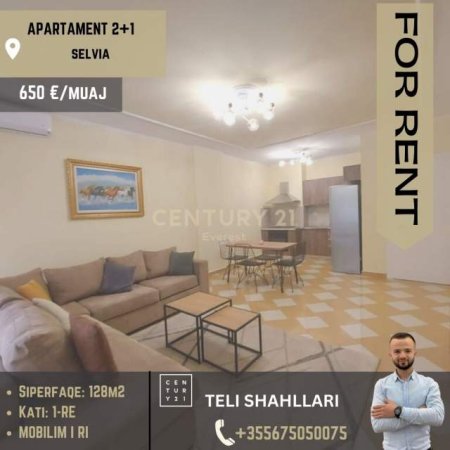 Tirane, jepet me qera apartament 2+1+BLK 128 m² 650 Euro (Selvia)