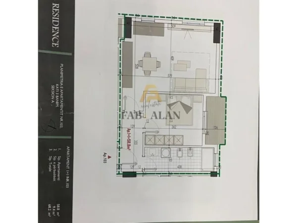 Shitet apartament 1+1 Kati 3, 68 m² 58.000 € (Kamez, Prane Ullirit)