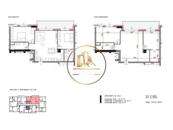 Apartament 2+1+2 në Shitje në Myslym Shyr!